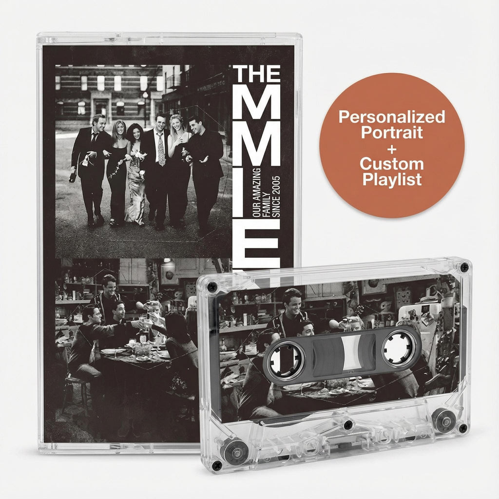 The image is a CD cover featuring a black and white photograph of a group of people gathered around a table, with a caption that reads "The MMIE: Family of the Year 2005".