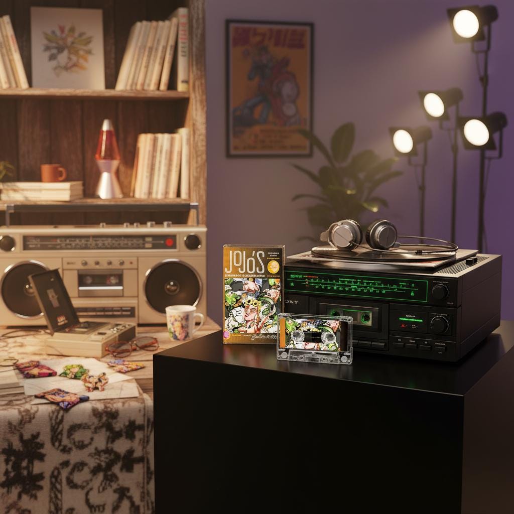 Casete de JoJo's Bizarre Adventure – Cinta de banda sonora de anime hecha a mano