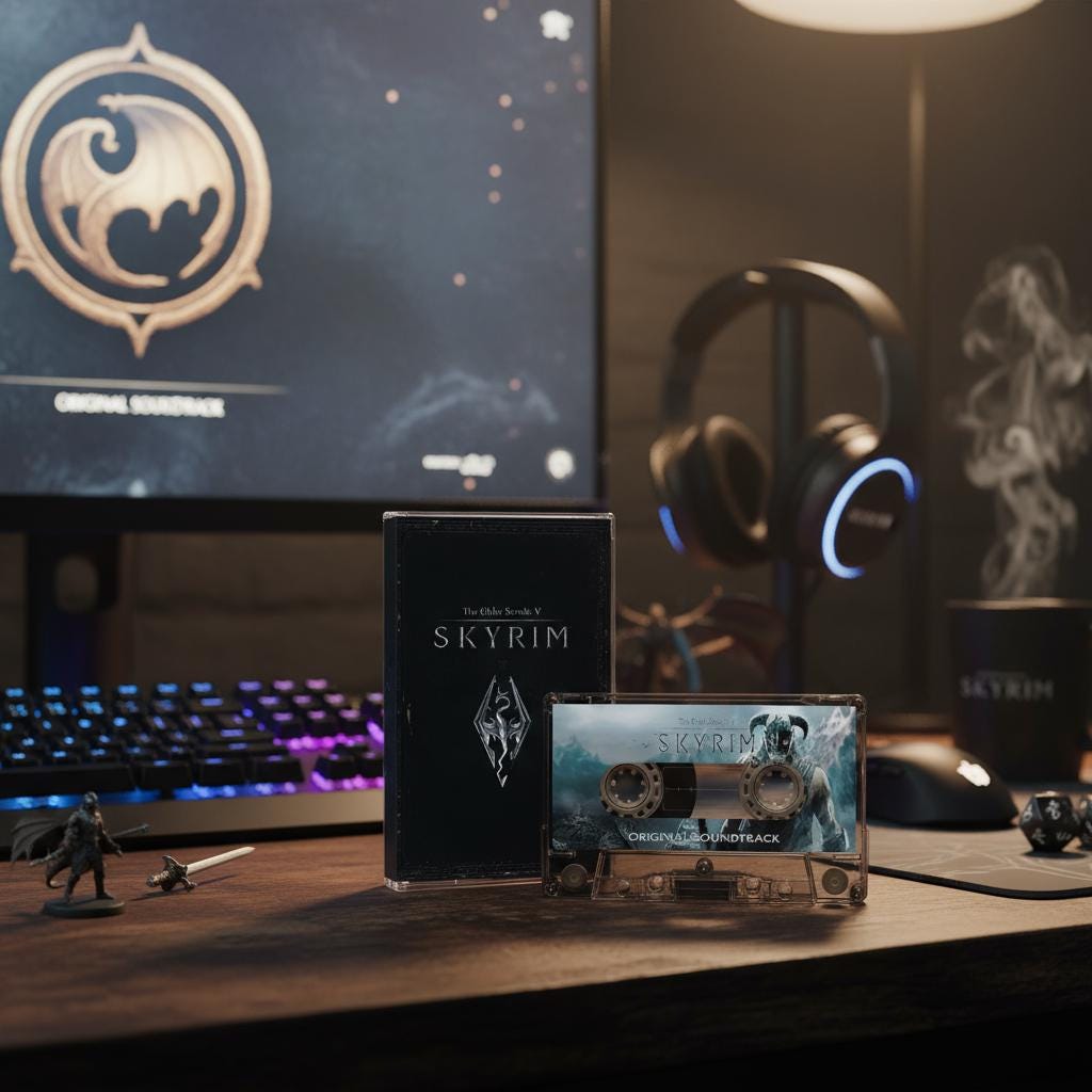 Skyrim Cassette Soundtrack: Epic Fantasy Game OST, Nordic Design